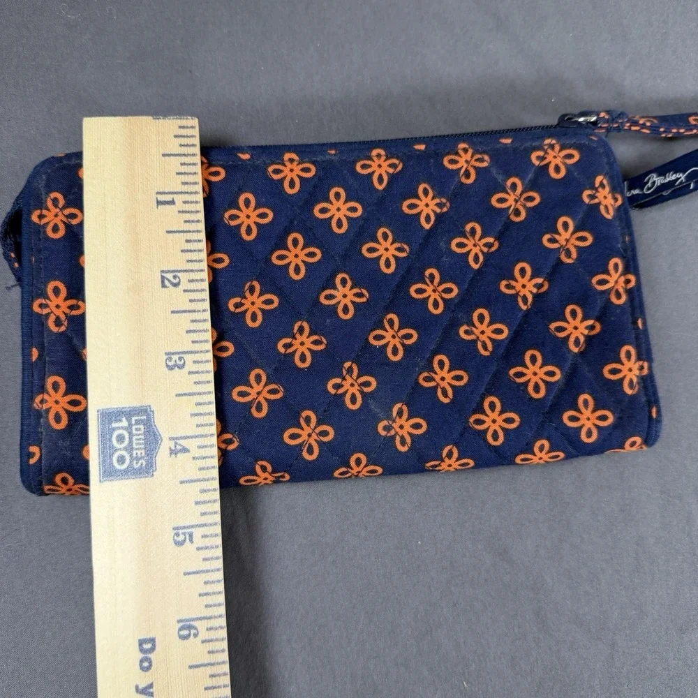 Vera Bradley Front Zip Wristlet Clutch Handbag Orange Blue Mini Concerto‎ EUC